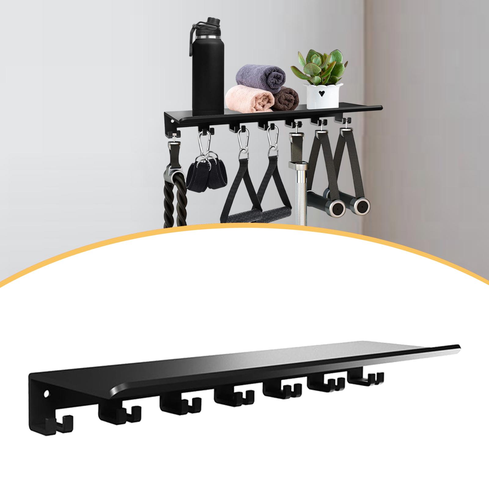 Home Gym Organization - Prateleira Flutuante com Ganchos, Suporte de