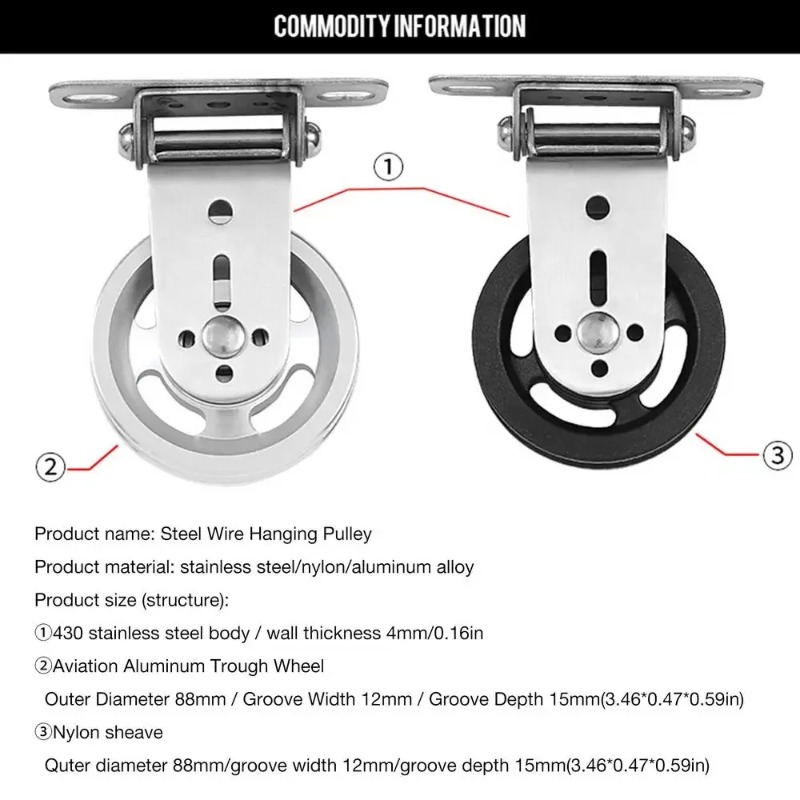 Home Gym Wall Mounted - Roldana Silenciosa Rotativa de Aço Inoxidável